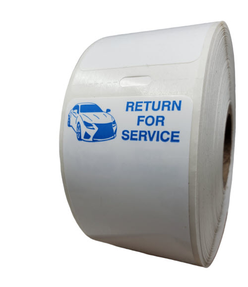 Blue Car Return for Service Label